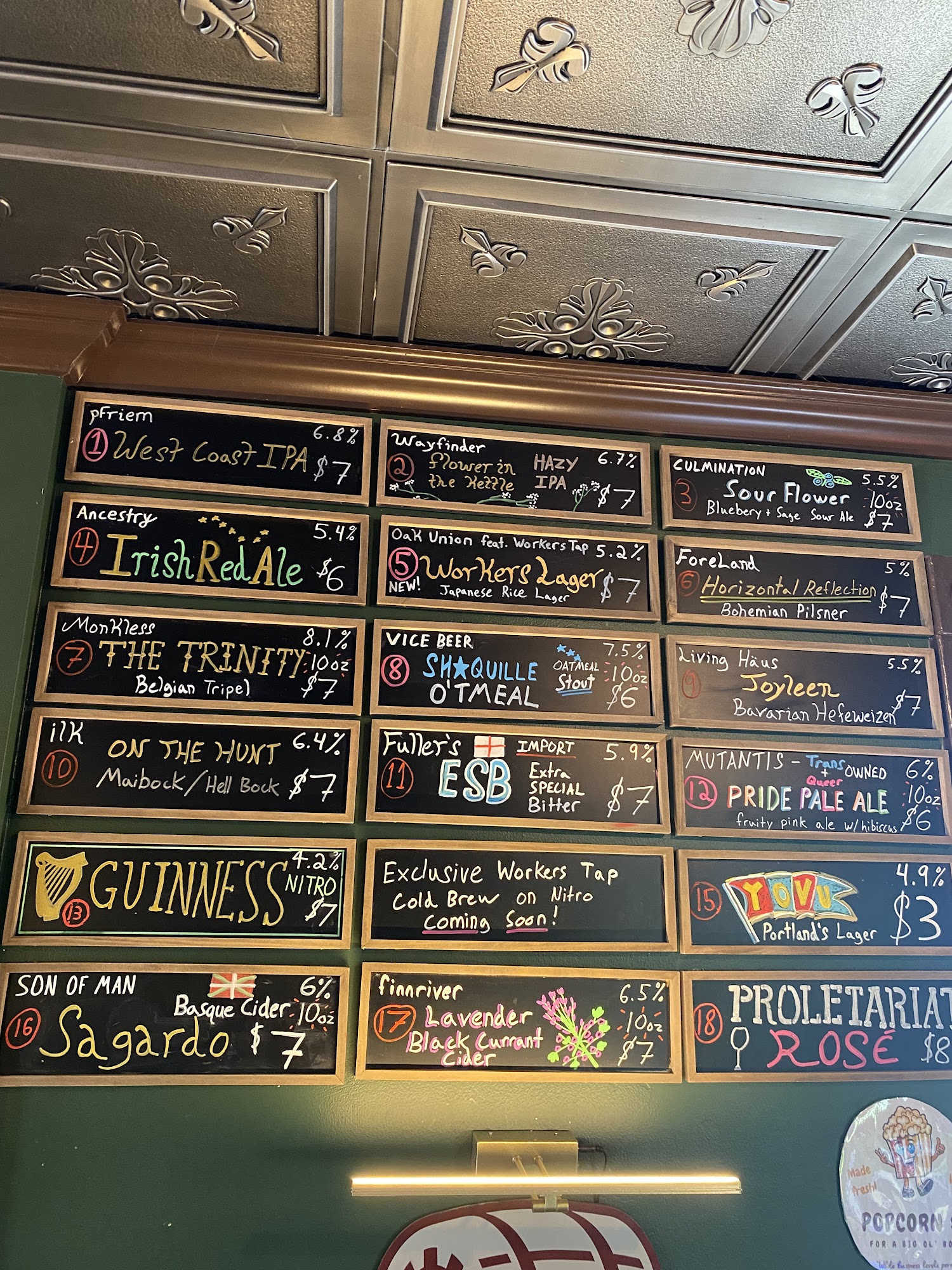 Workers Tap & Cafe Menu