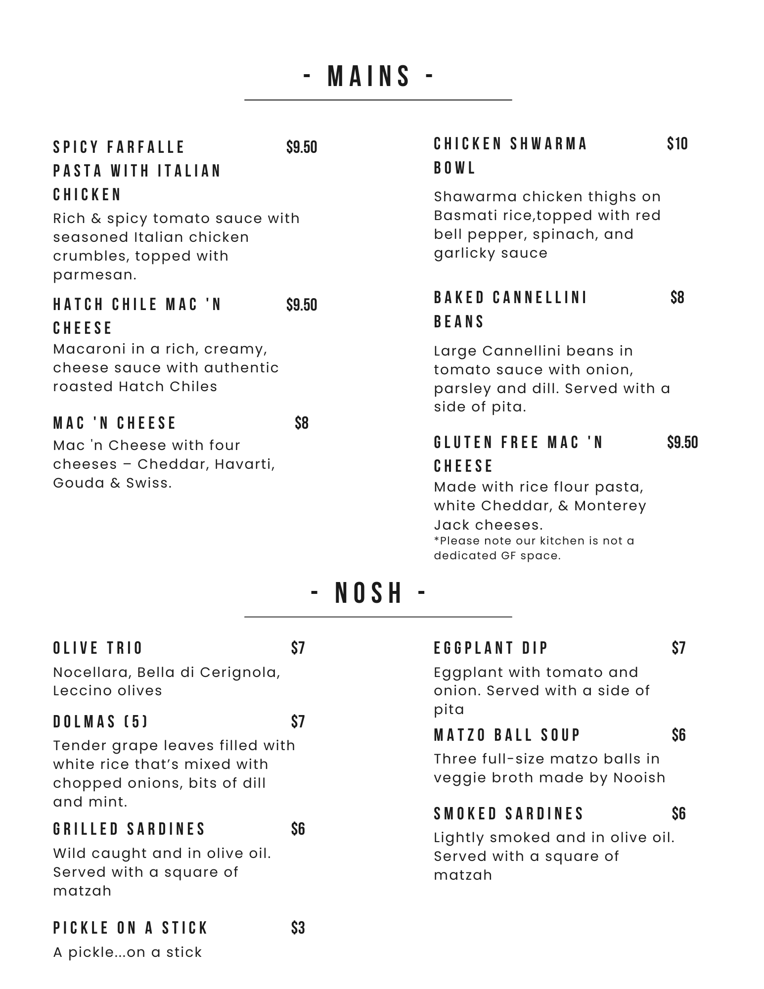 Leikam Brewing Menu