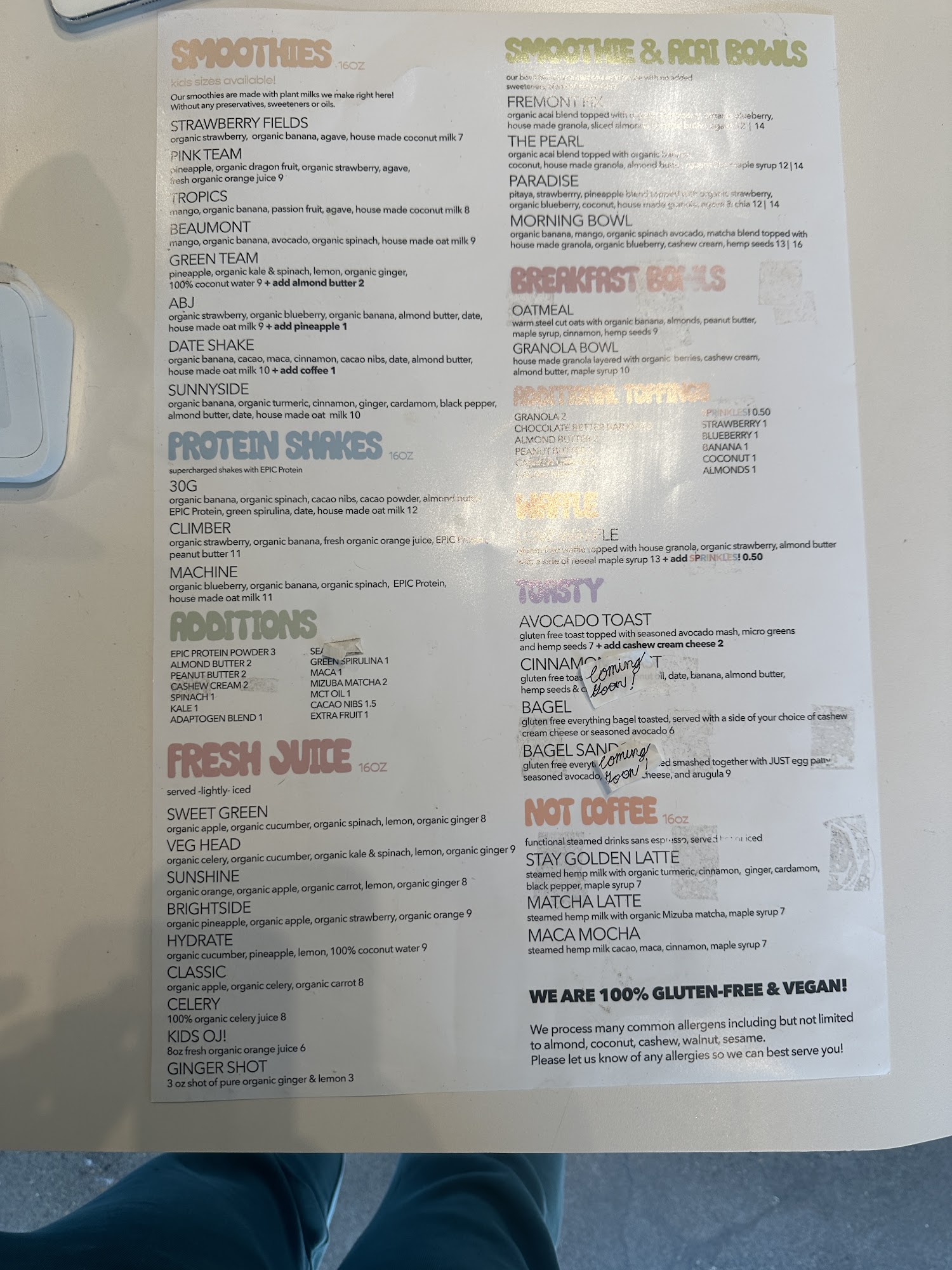 Happy Day Juice Co. Menu
