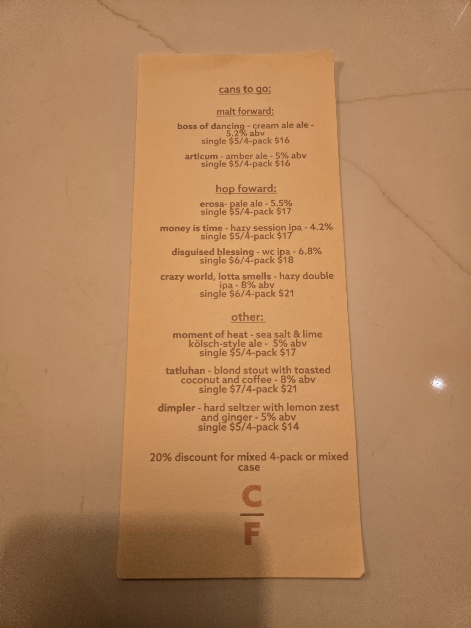 Commensal Fermentation Menu