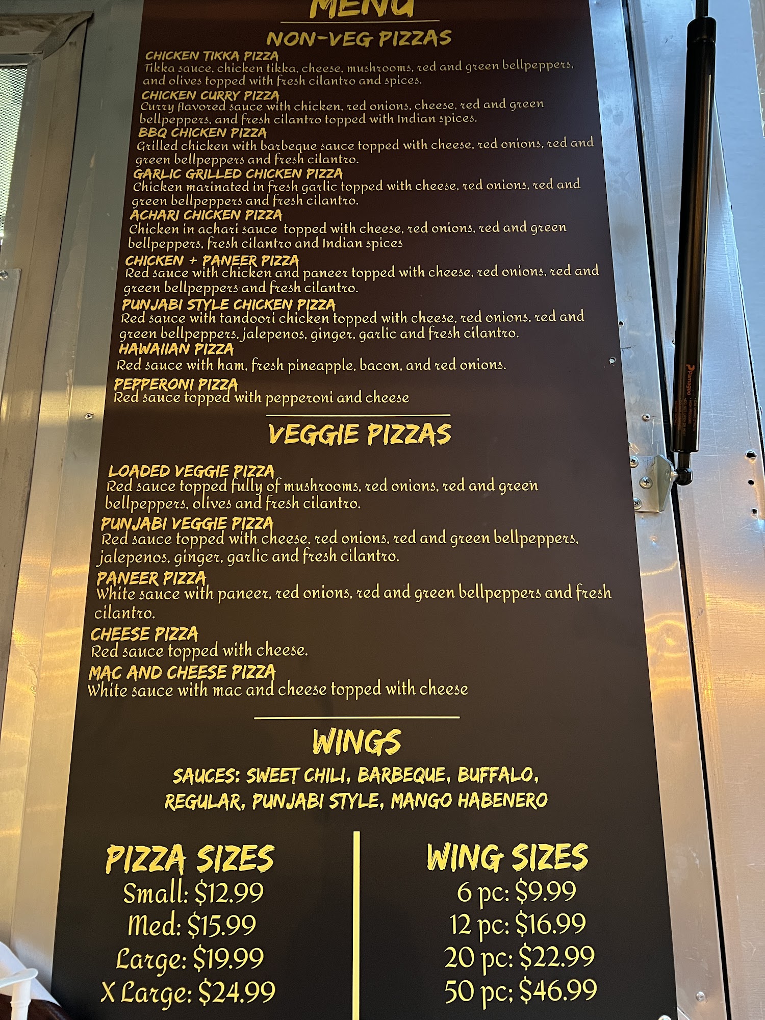 Slice and Spice Pizza Menu