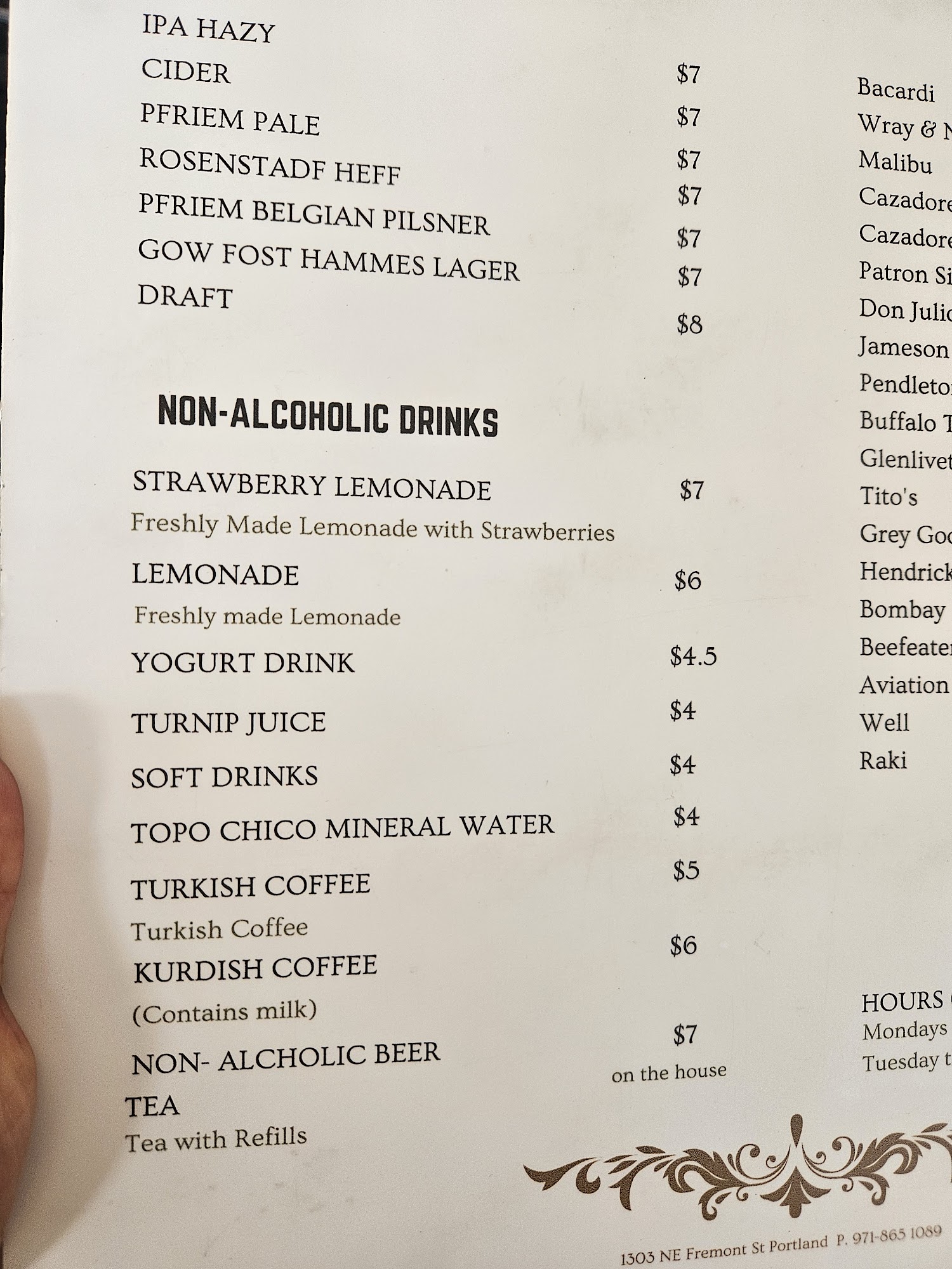 Chef Agir Restaurant Bar Menu