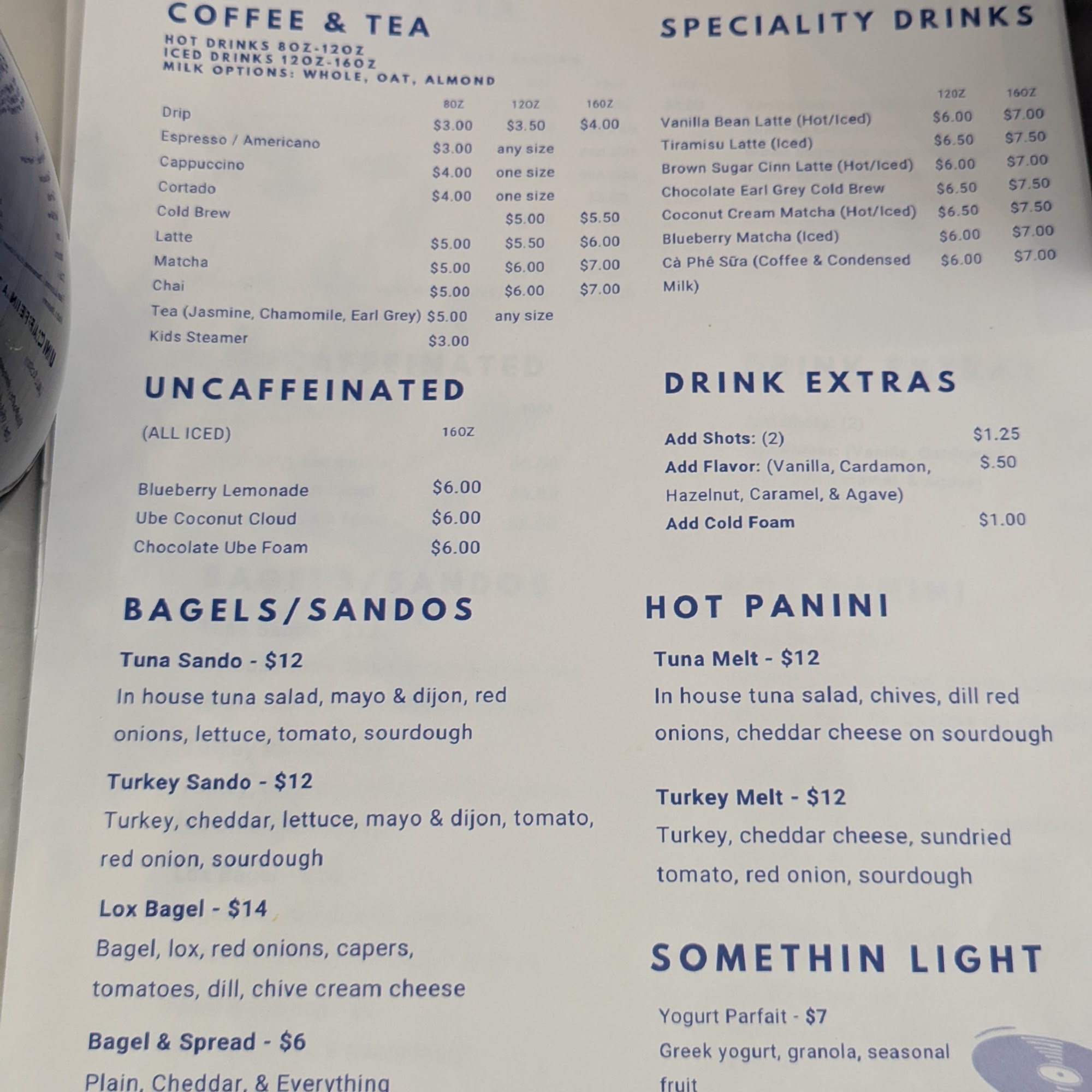 Better Days Cafe Menu