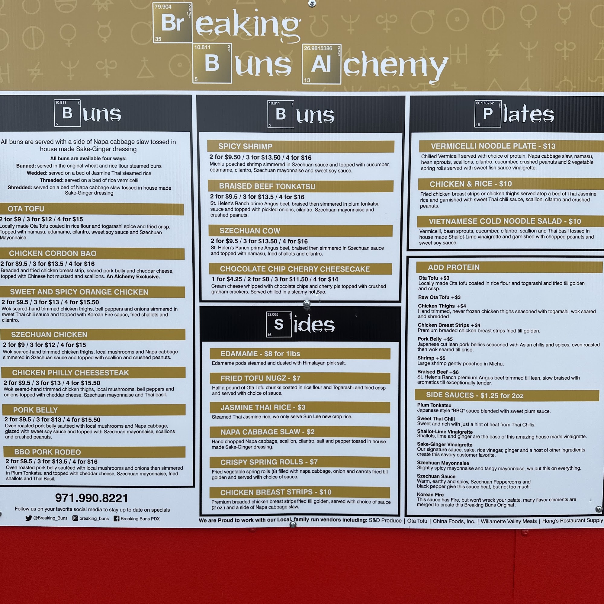 Breaking Buns- Alchemy Menu