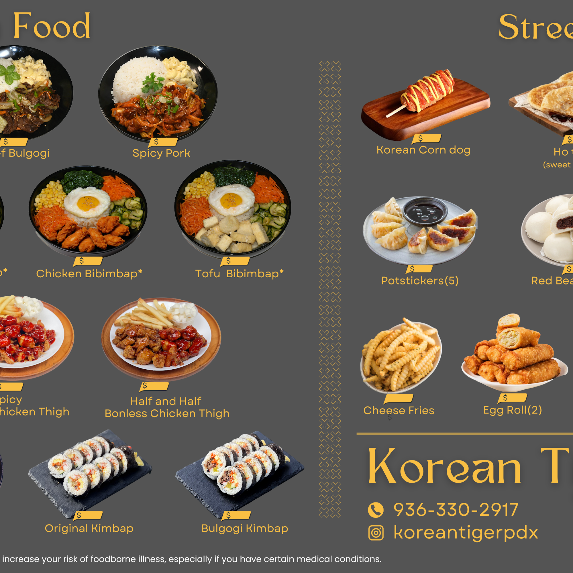 Korean Tiger(Hawthorne) Menu