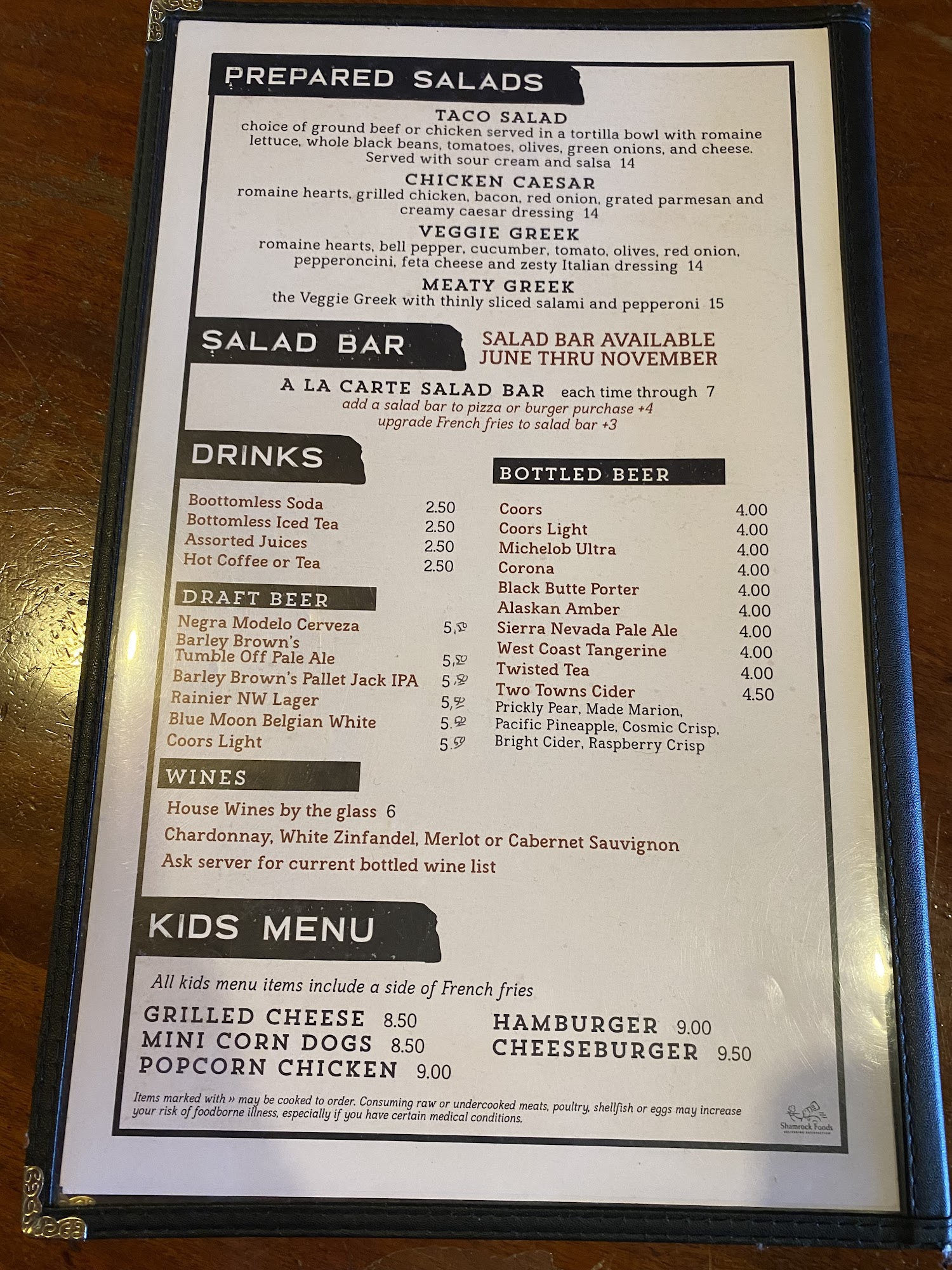 Oxbow Dinner House and Pizza Company Menu