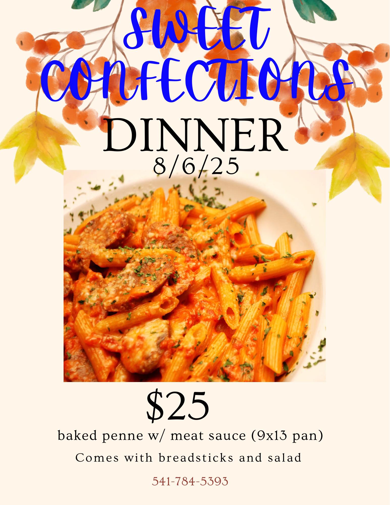 Sweet Confections Bakery Menu