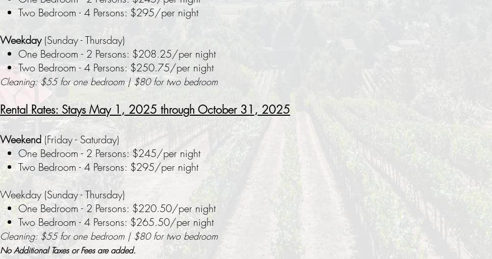 Cooper Ridge Vineyard Menu