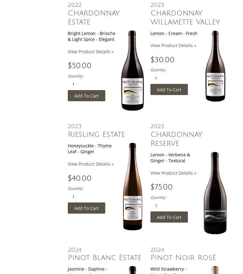 Bryn Mawr Vineyards Menu