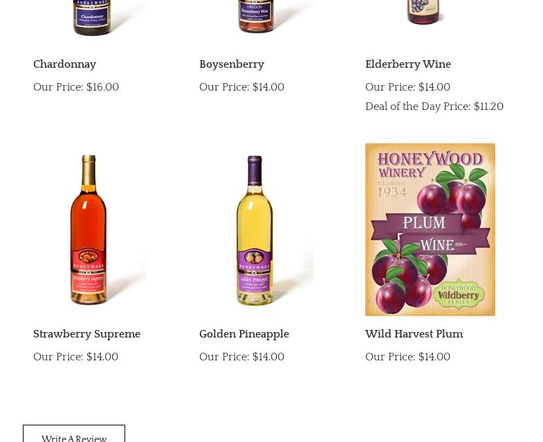 Honeywood Winery Menu