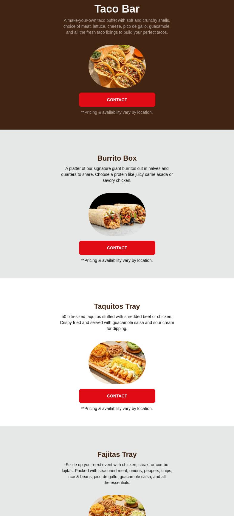 Tony's Taco Shop Menu