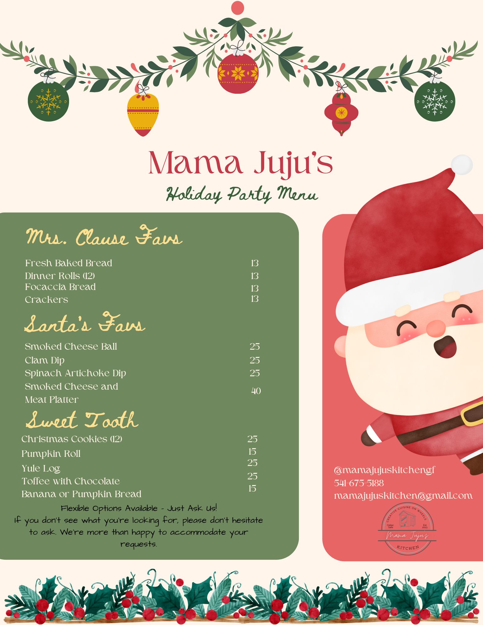 Mama Juju's Kitchen Menu