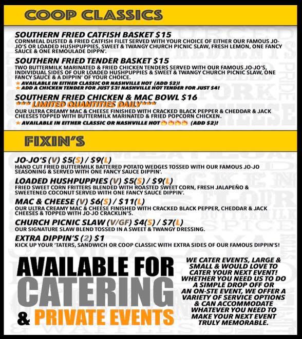 Tucky's Dinner Service Menu