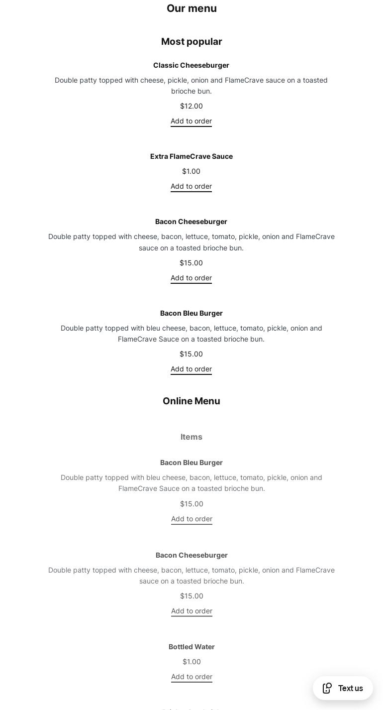 FlameCrave Menu