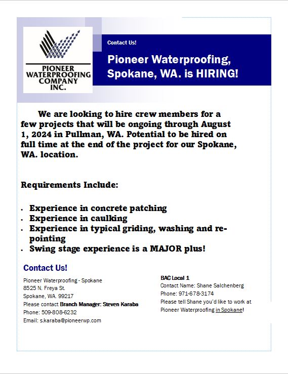 Pioneer Waterproofing Co Inc