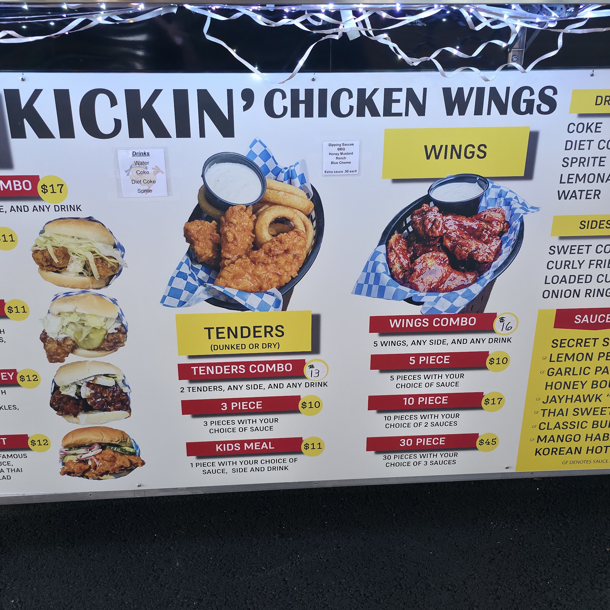 Kickin' Chicken Wings Menu