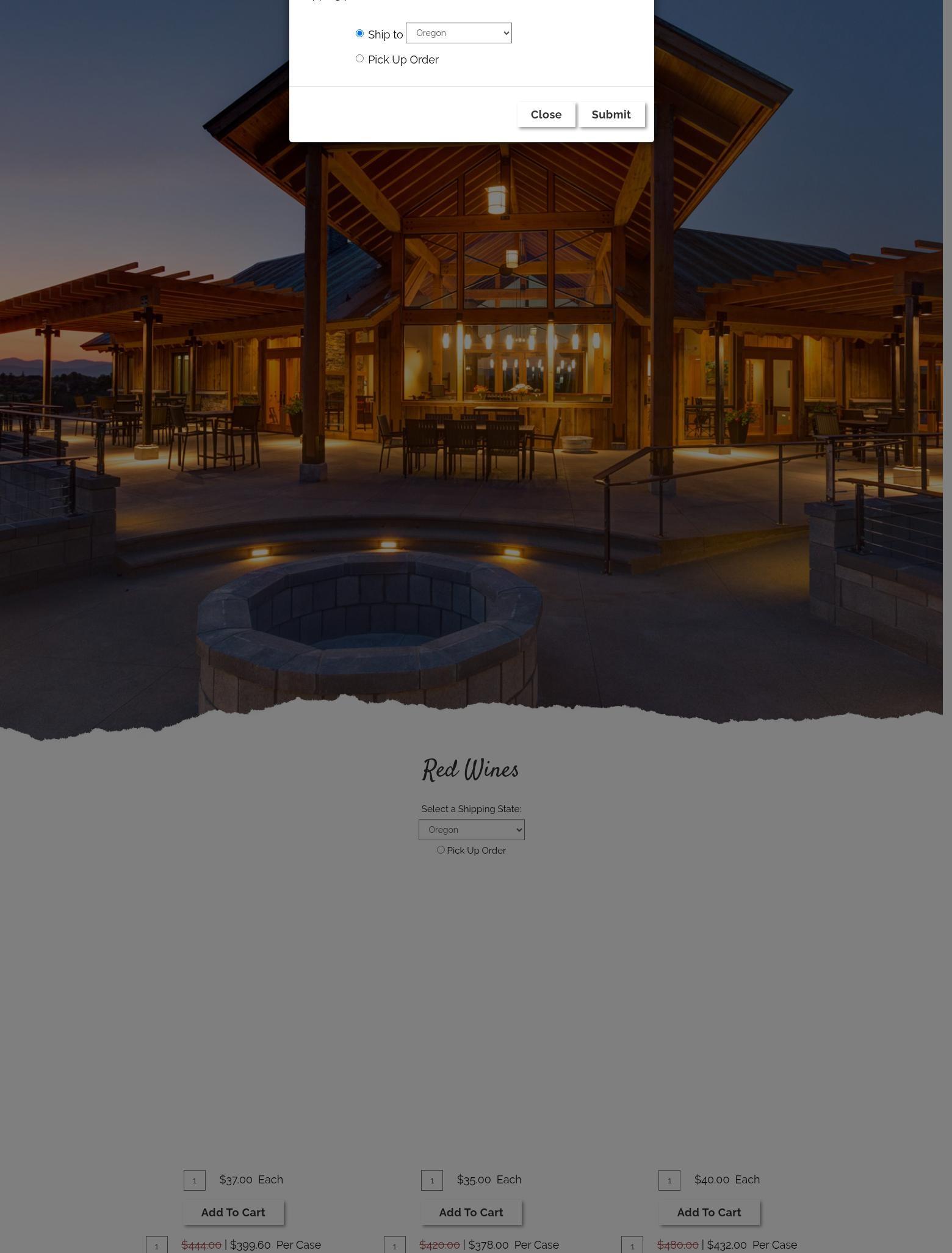 Kriselle Cellars Menu