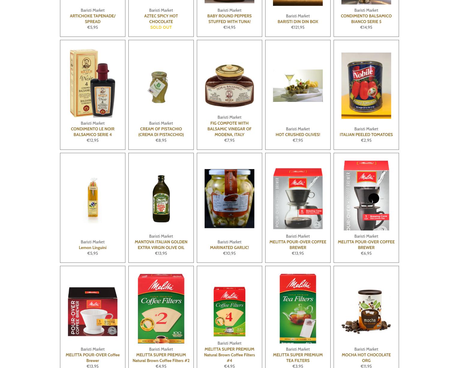 Baristi Coffee Roasters Menu