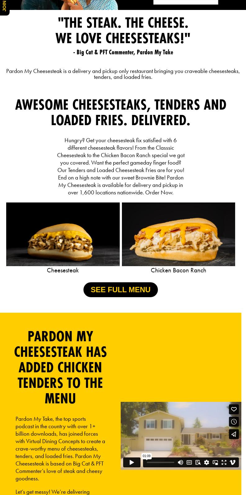 Pardon My Cheesesteak Menu