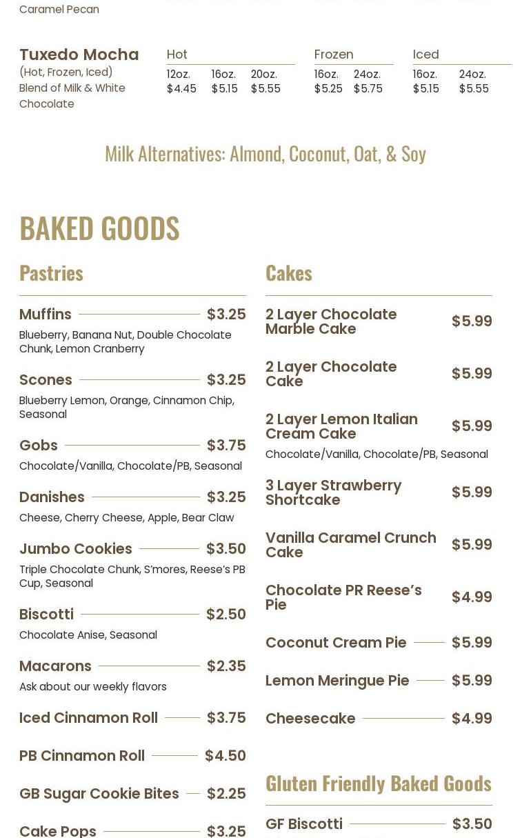 Greenbean Coffee House Menu
