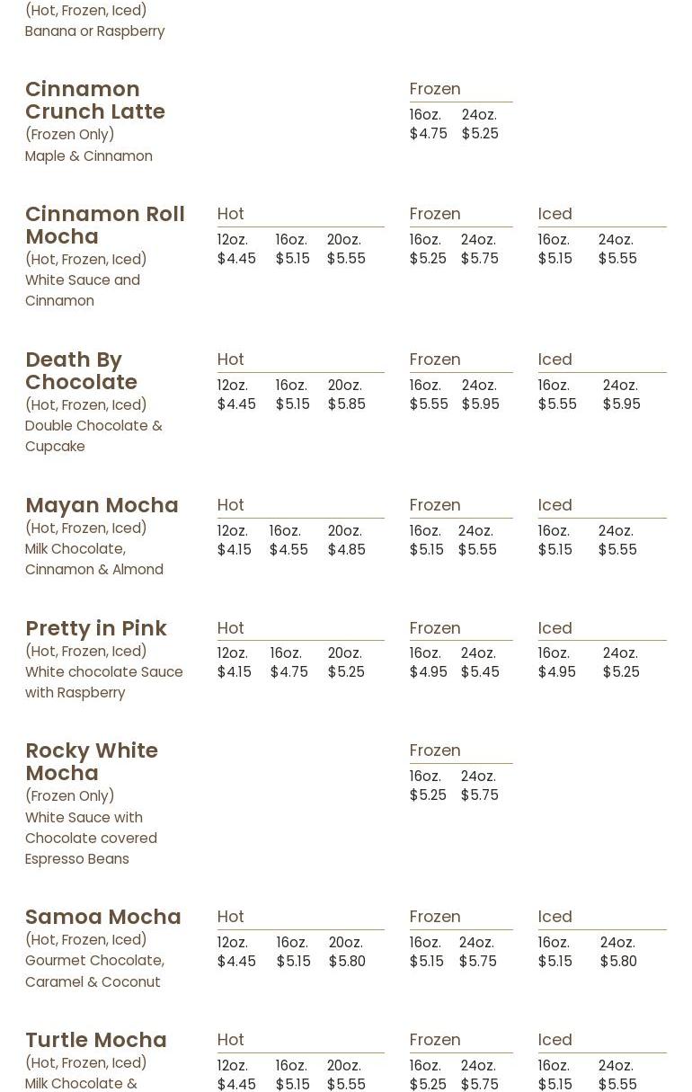 Greenbean Coffee House Menu