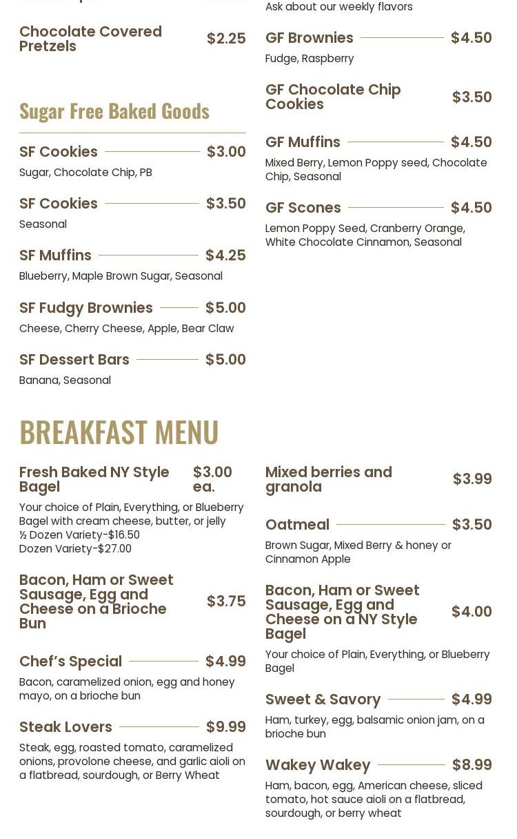 Greenbean Coffee House Menu