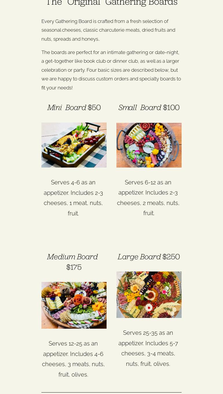 Gathering Boards by EZPZ Gatherings Menu