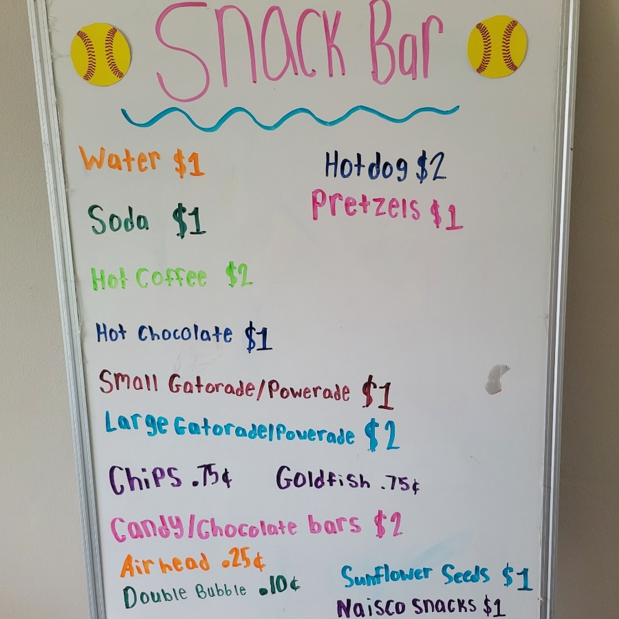 Aston AA Snack Stand Menu