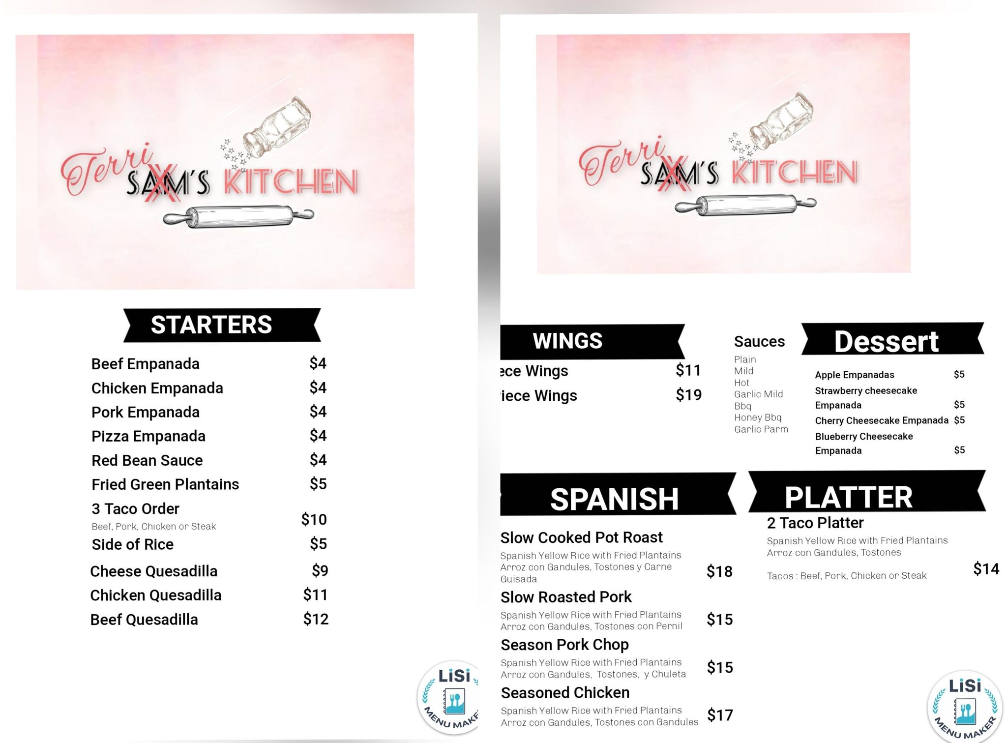 Samuel Gonzalez Kitchen Menu