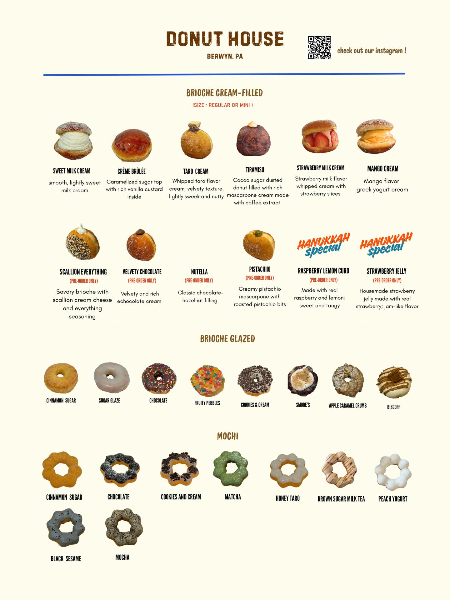DONUT HOUSE (BRIOCHE & MOCHI) (BERWYN) Menu
