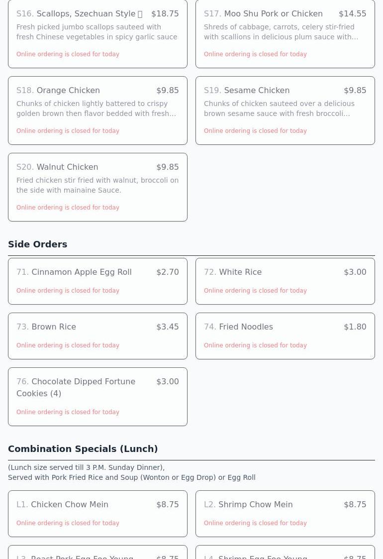 Mi Chong's Menu
