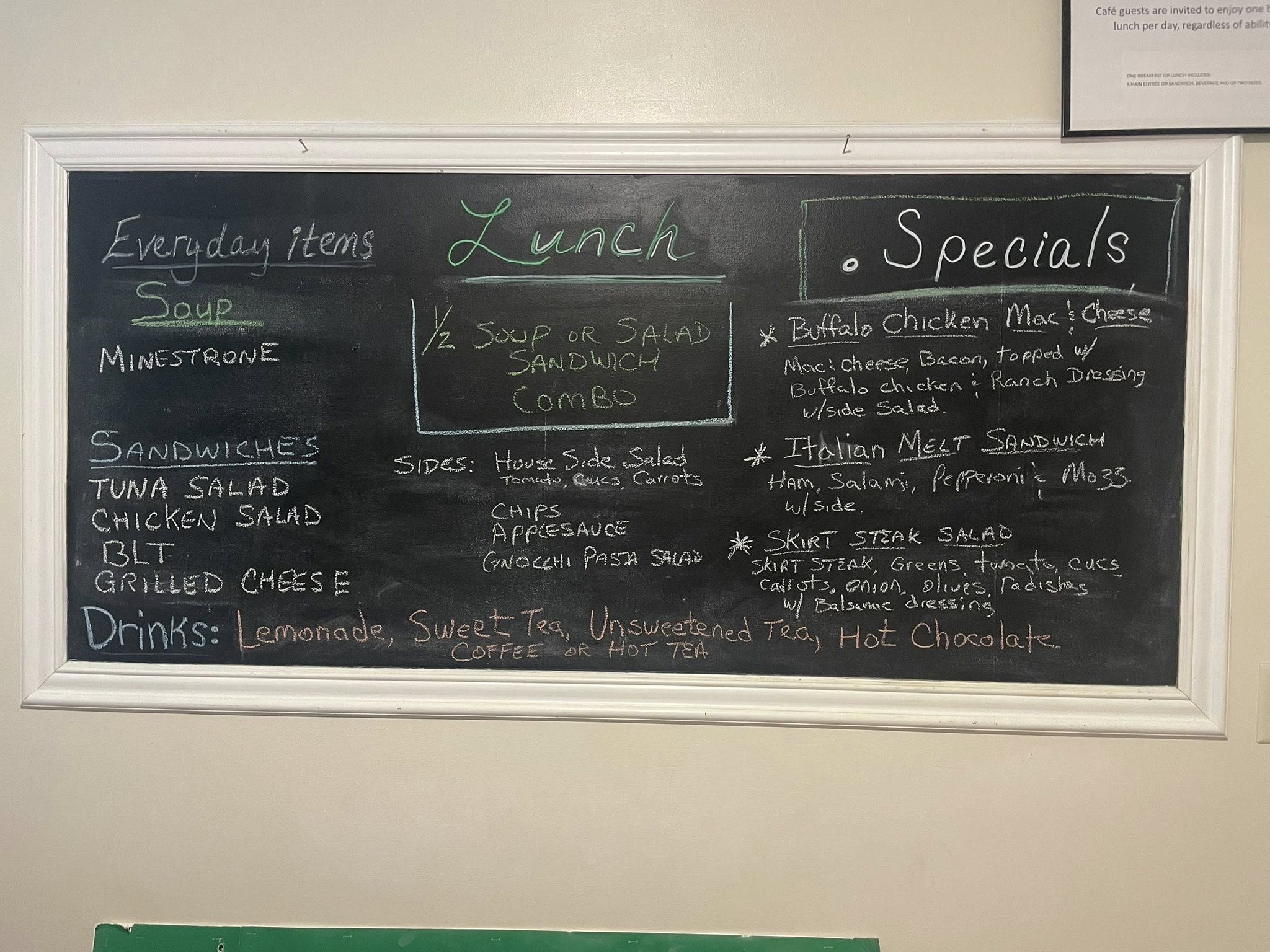 Essentials Cafe Menu