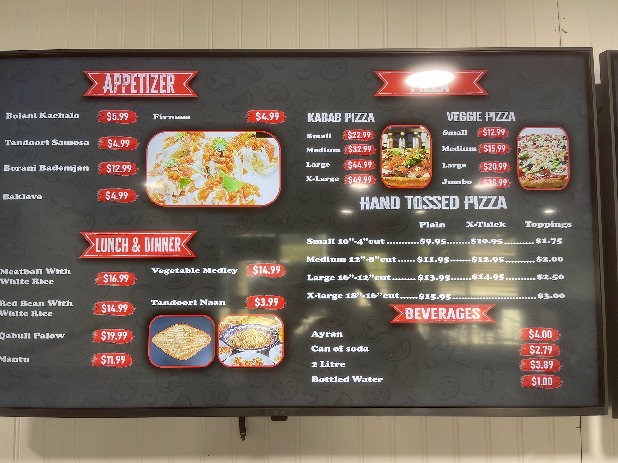 Afghan Kabab And Pizza House Menu