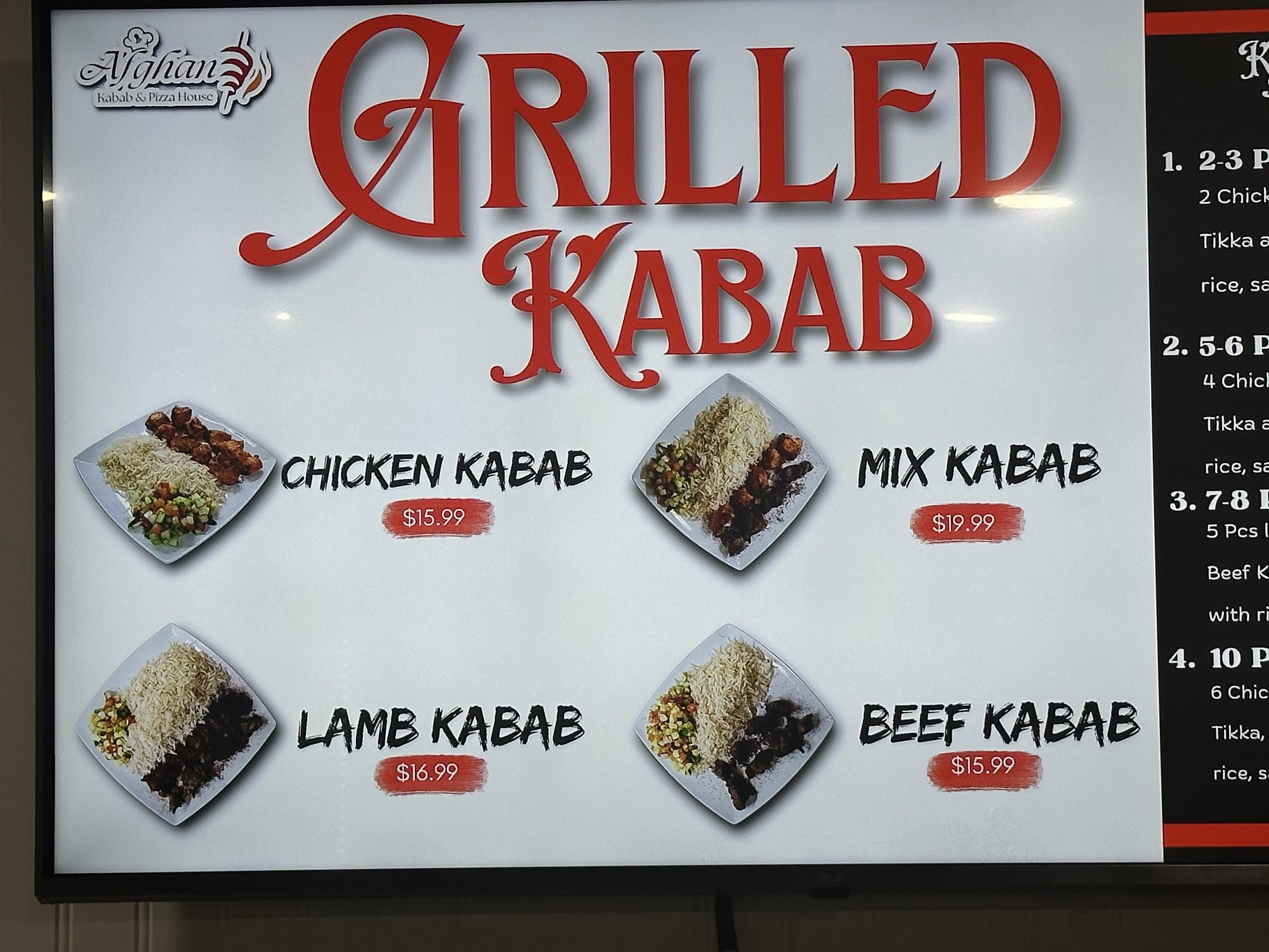 Afghan Kabab And Pizza House Menu