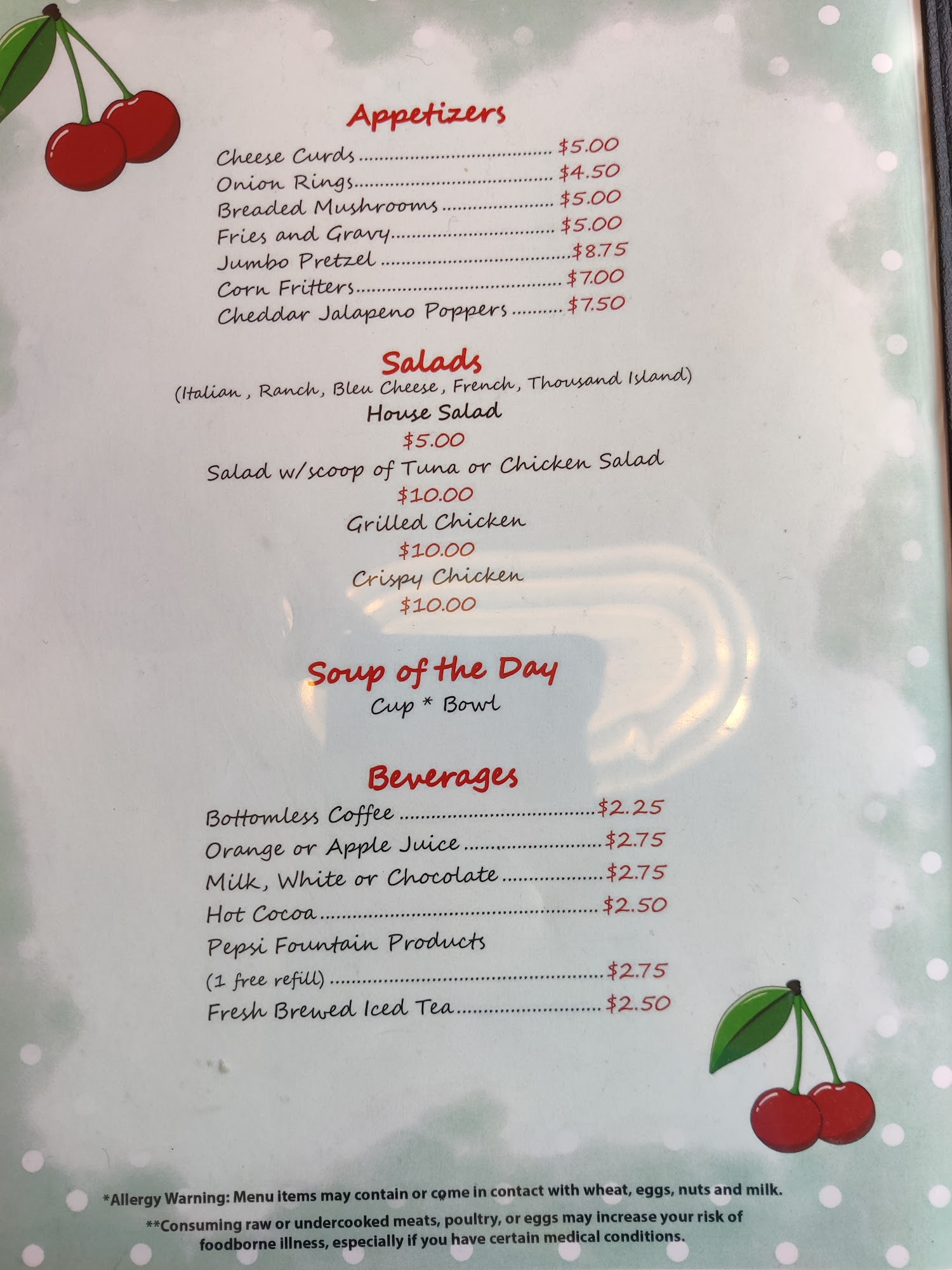 Mabel’s small town cafe Menu