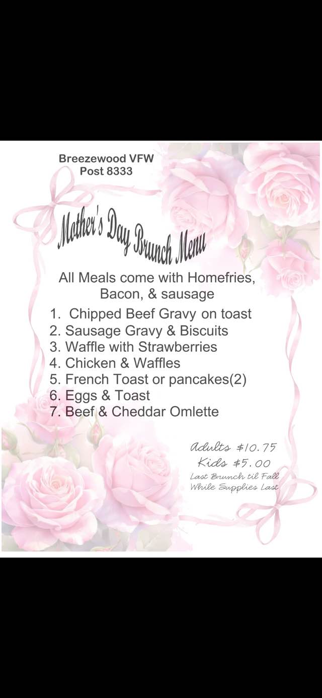 Breezewood Vfw Menu