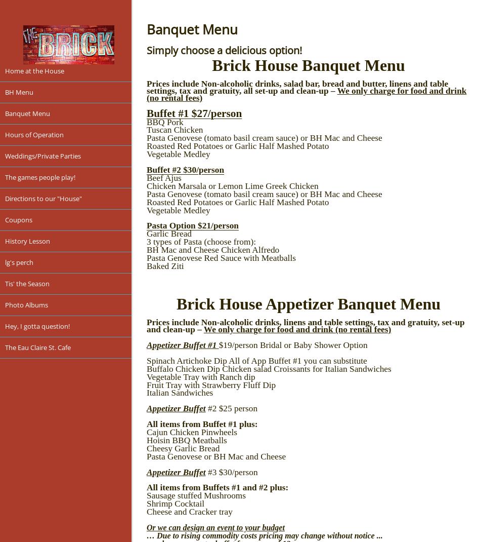 Eau Claire Street Cafe Menu