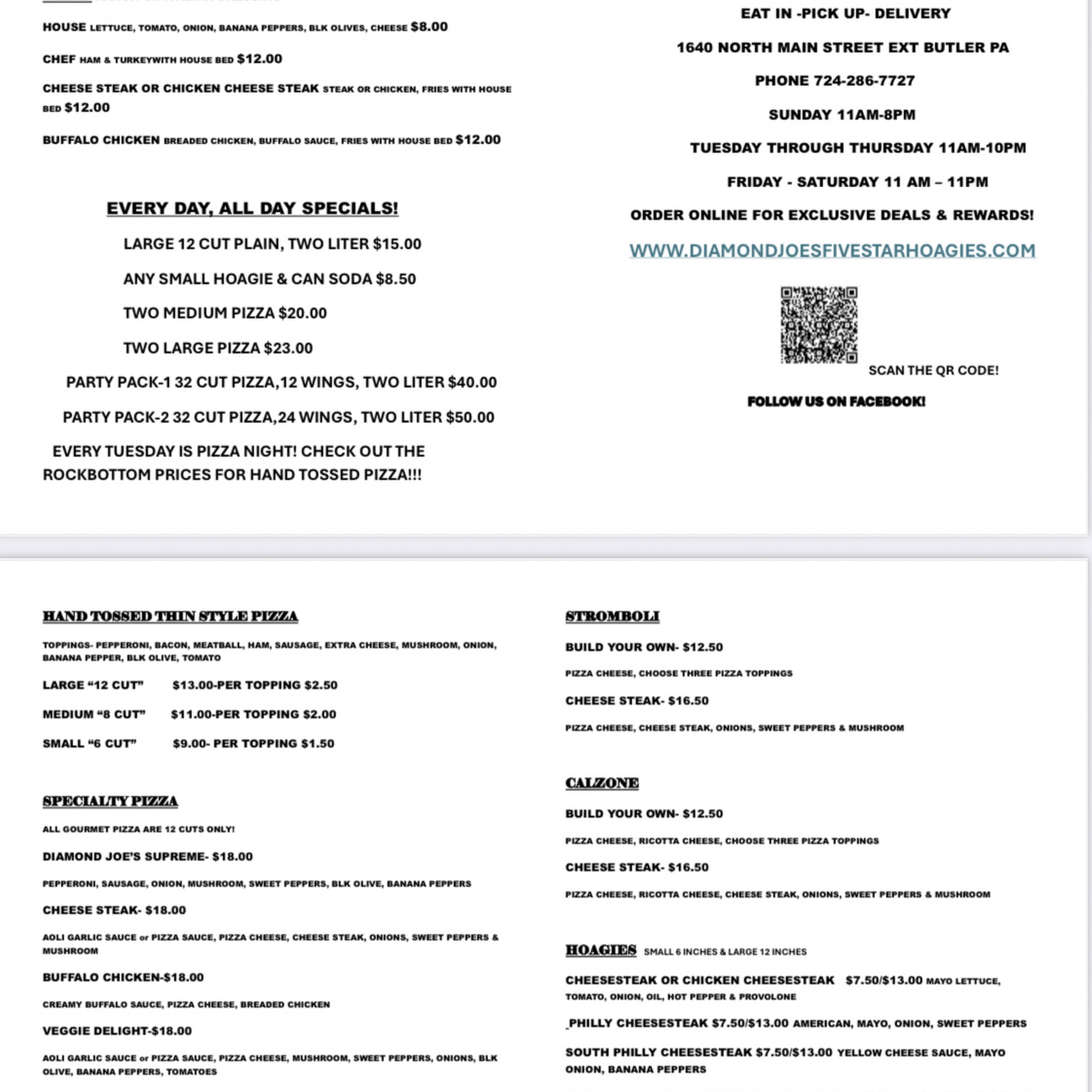 Diamond Joes Pizza & Hoagies Butler