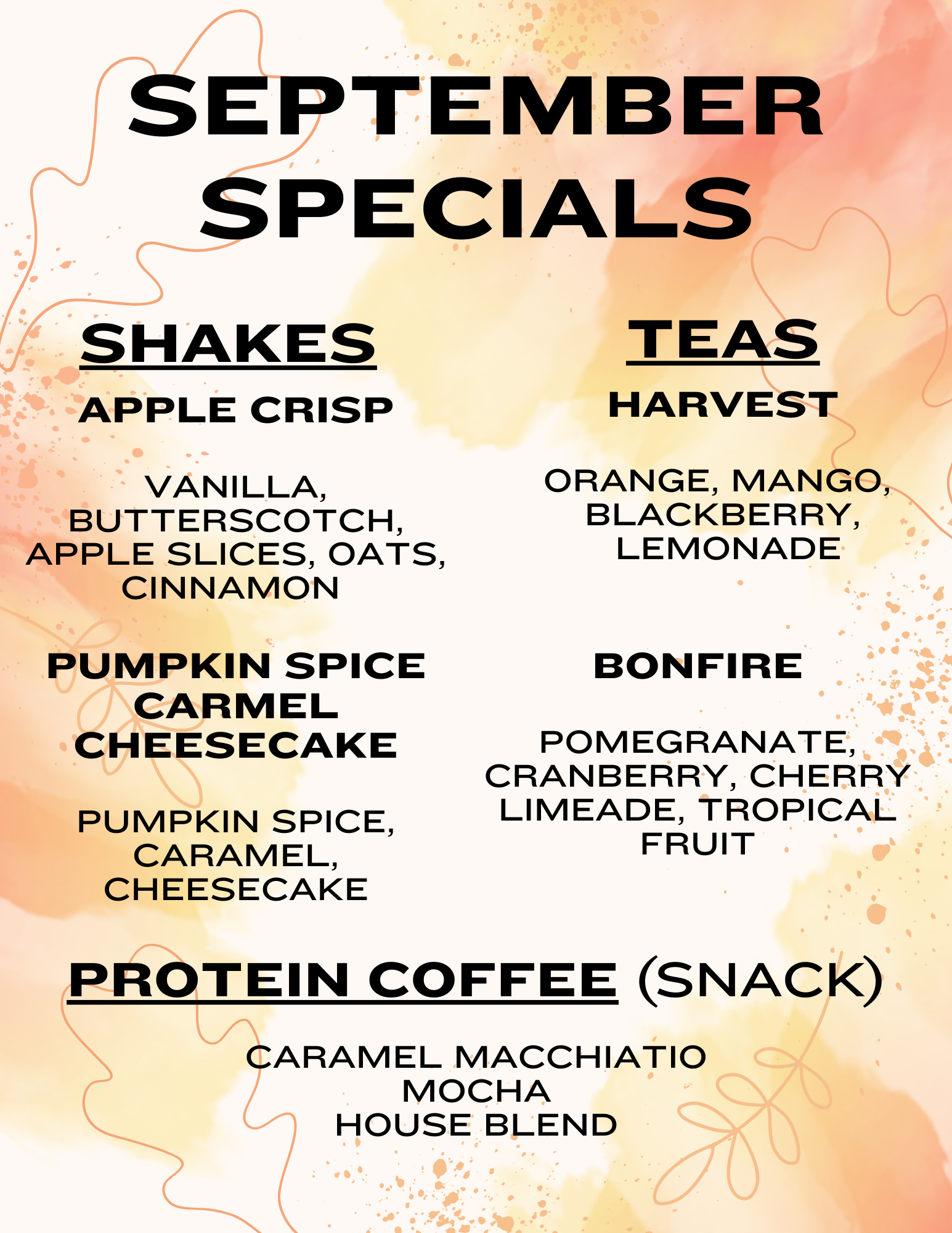 Inside Out Nutrition Menu