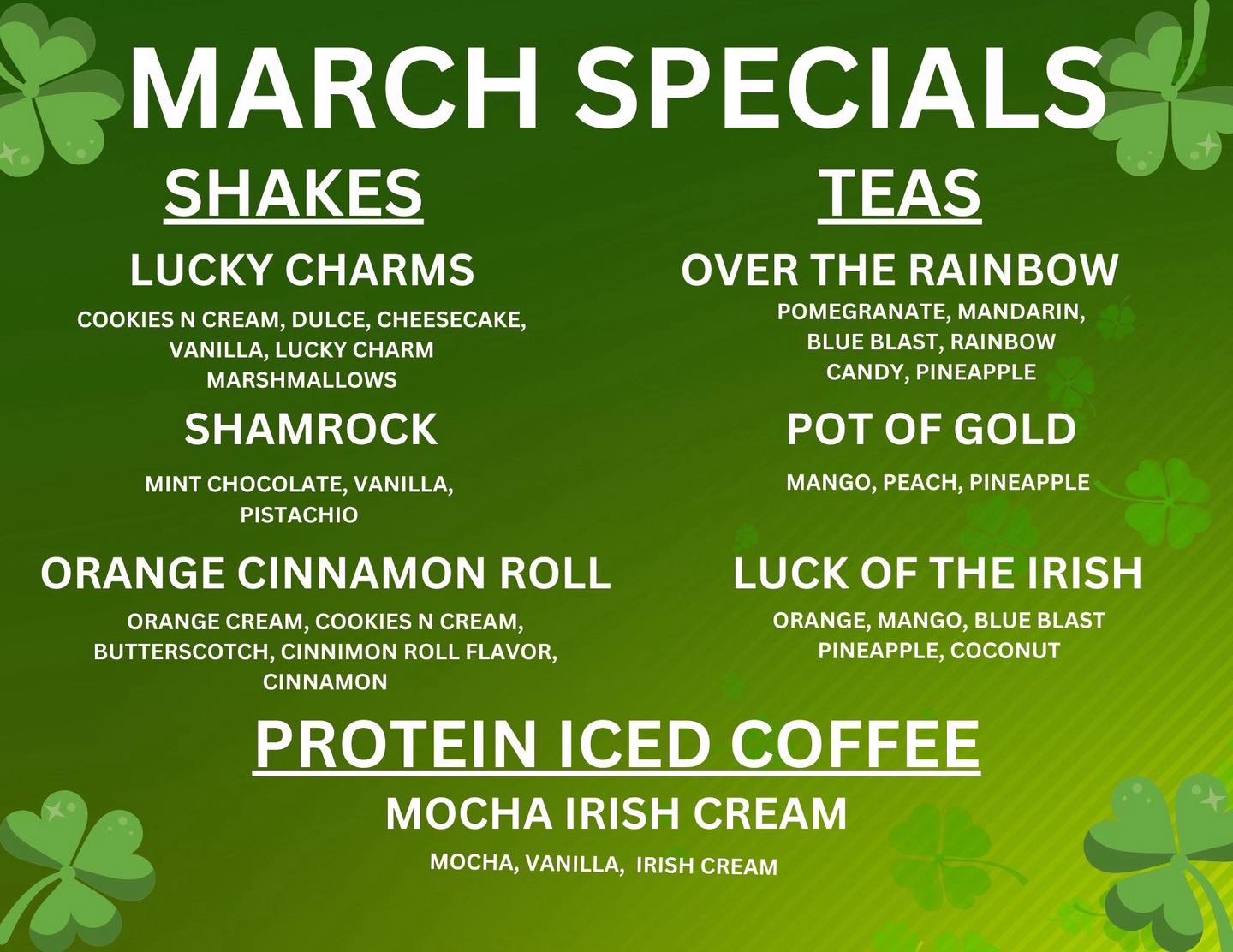 Inside Out Nutrition Menu