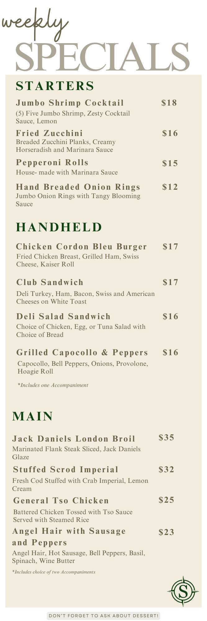 Southpointe Golf Deli Menu