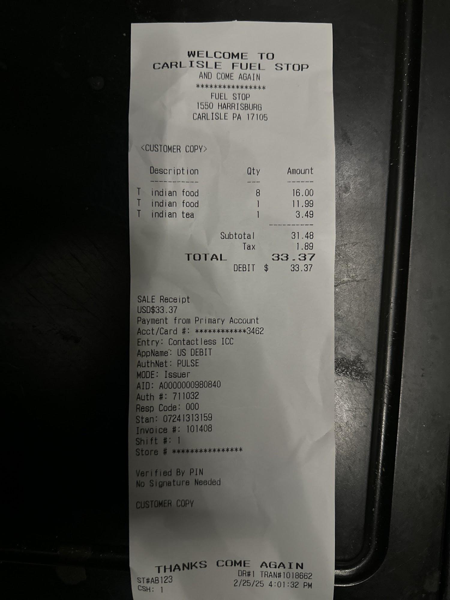 New York deli and Indian food