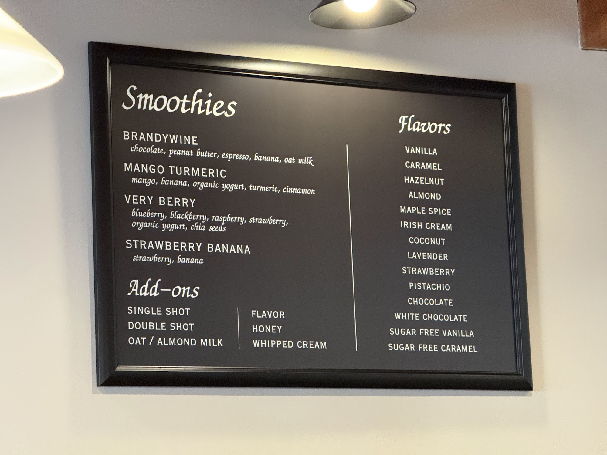 Chadds Ford Coffee House Menu