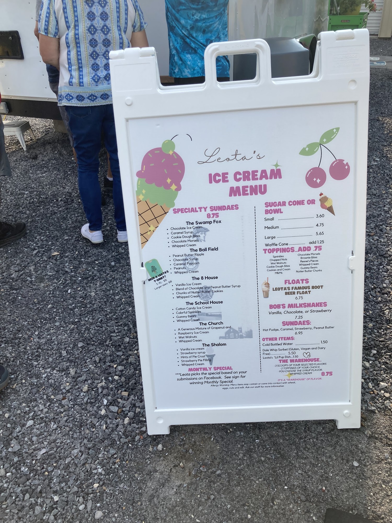 Leota's Ice Cream Menu