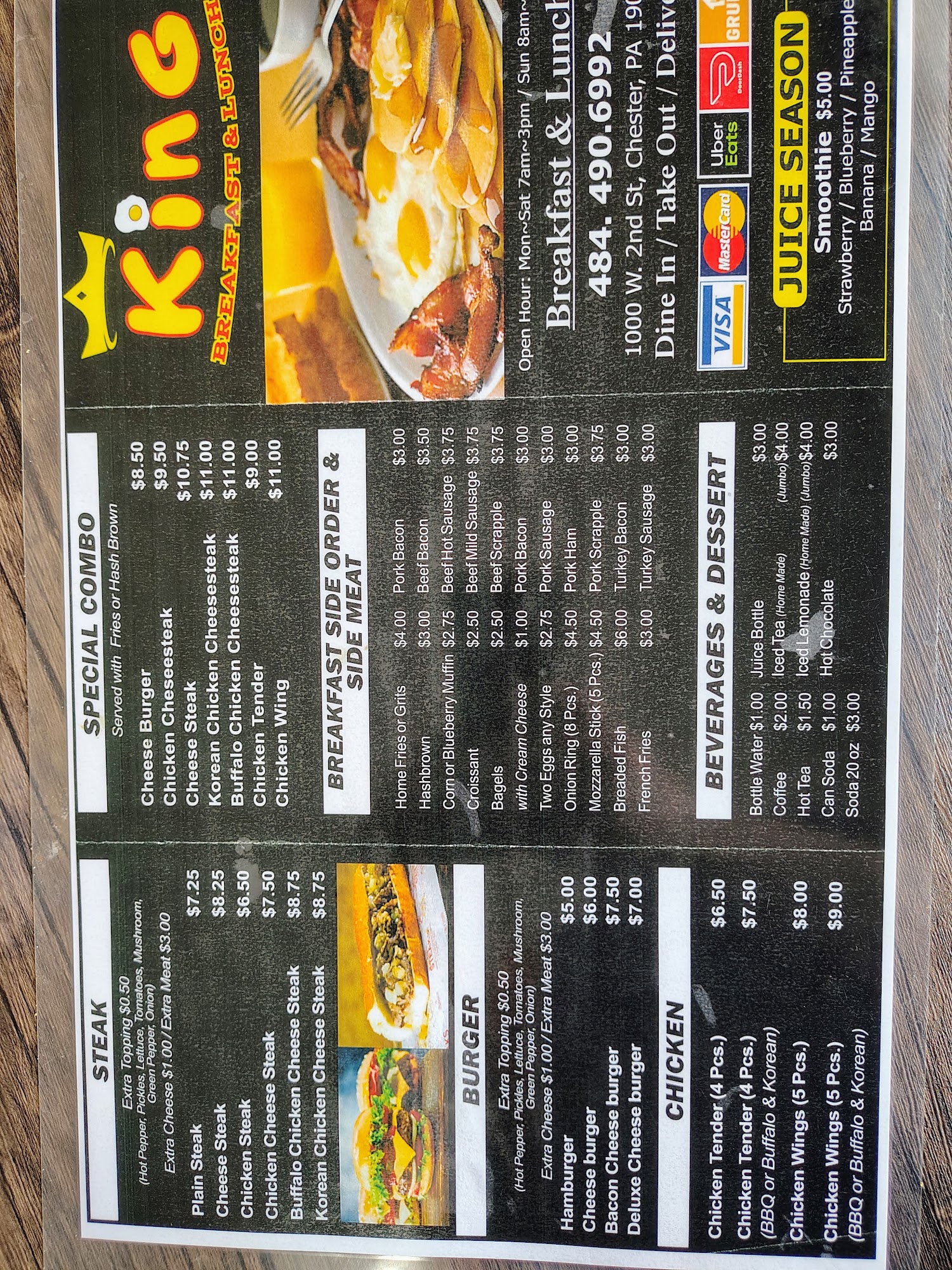 King Breakfast & Lunch - King Wings & Seafood Menu
