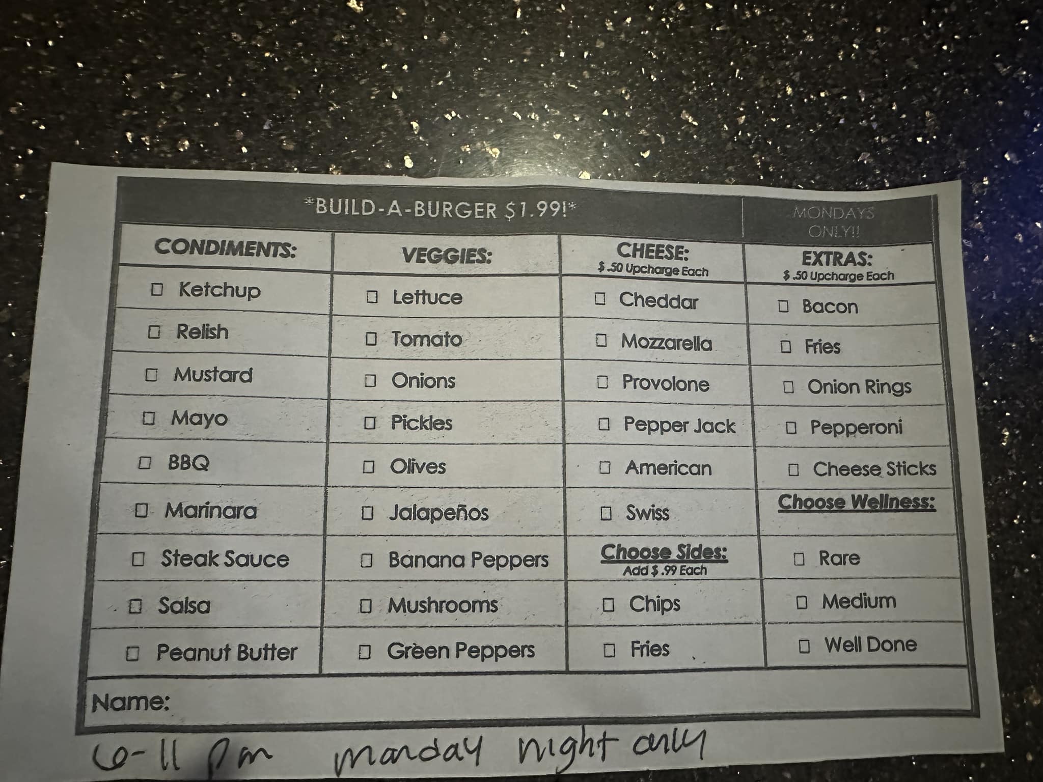 Blue Haven Lounge Menu