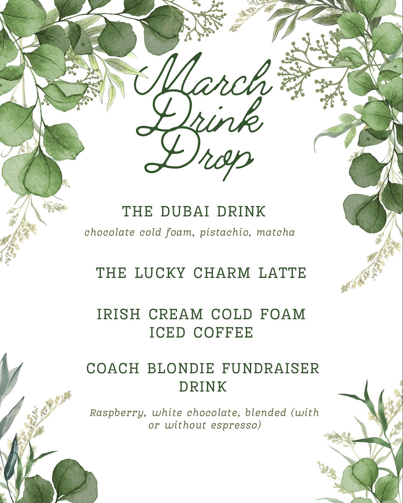 Canyon Coffee Co. Menu