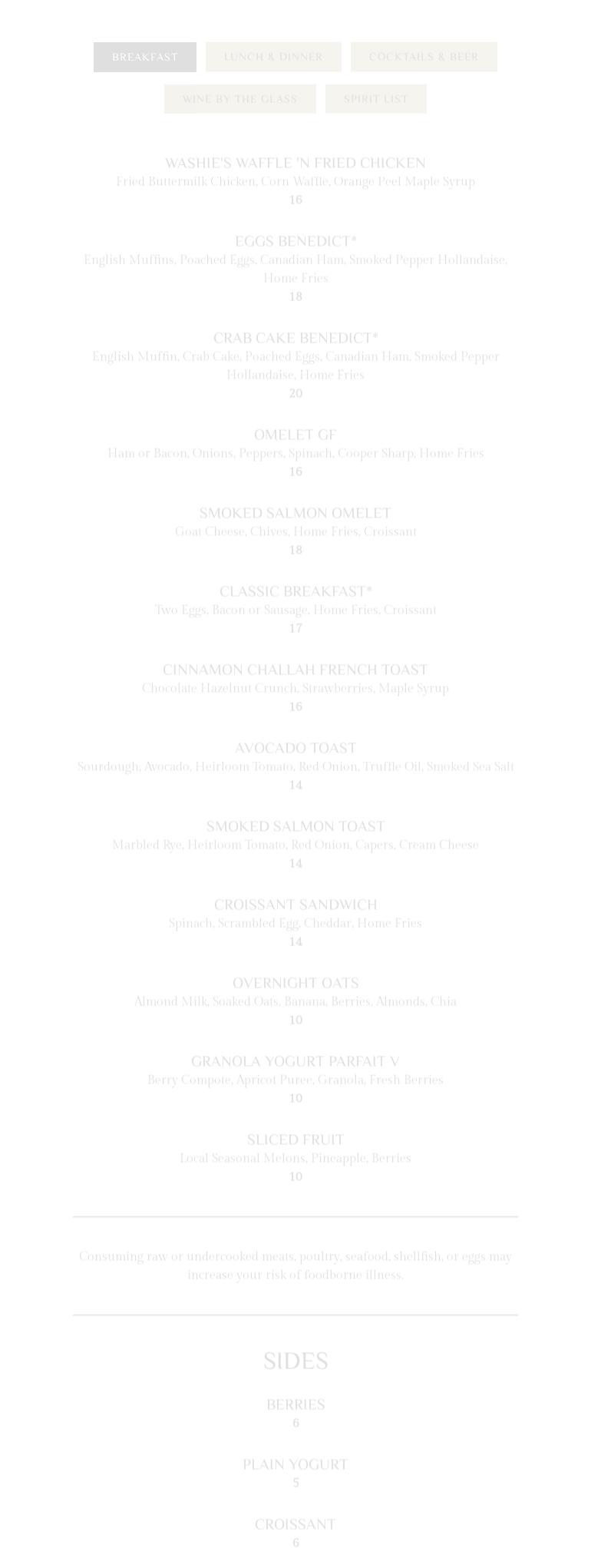 1874 Social Menu