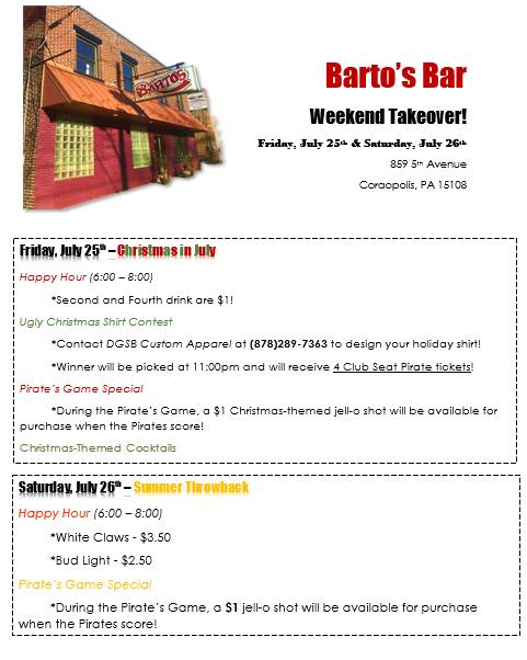 Barto's Lounge Menu