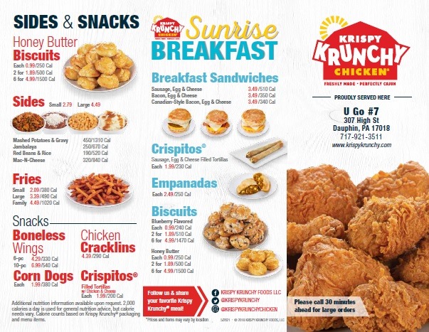 Krispy Krunchy Chicken Menu